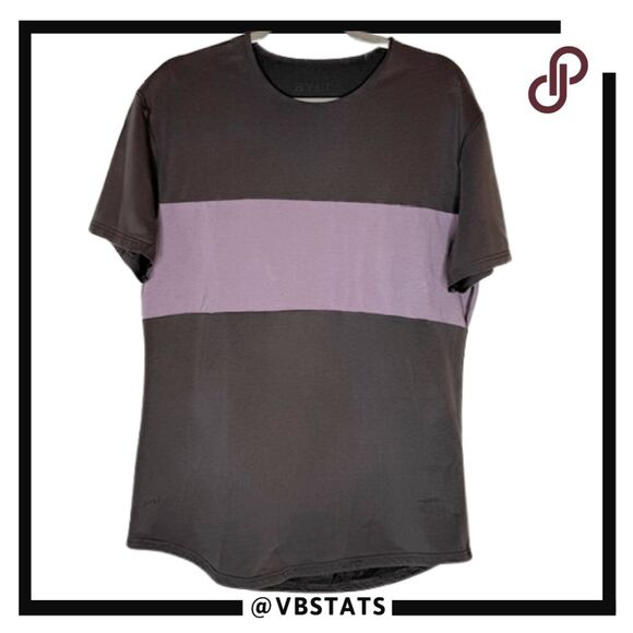 BYLT Basics Men's Drop Cut Short Sleeve Lux Colorblock T-Shirt Gray Pink Small - Picture 1 of 6